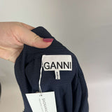 Ganni Navy Waffle Texture Collared Maxi Dress L/ XL