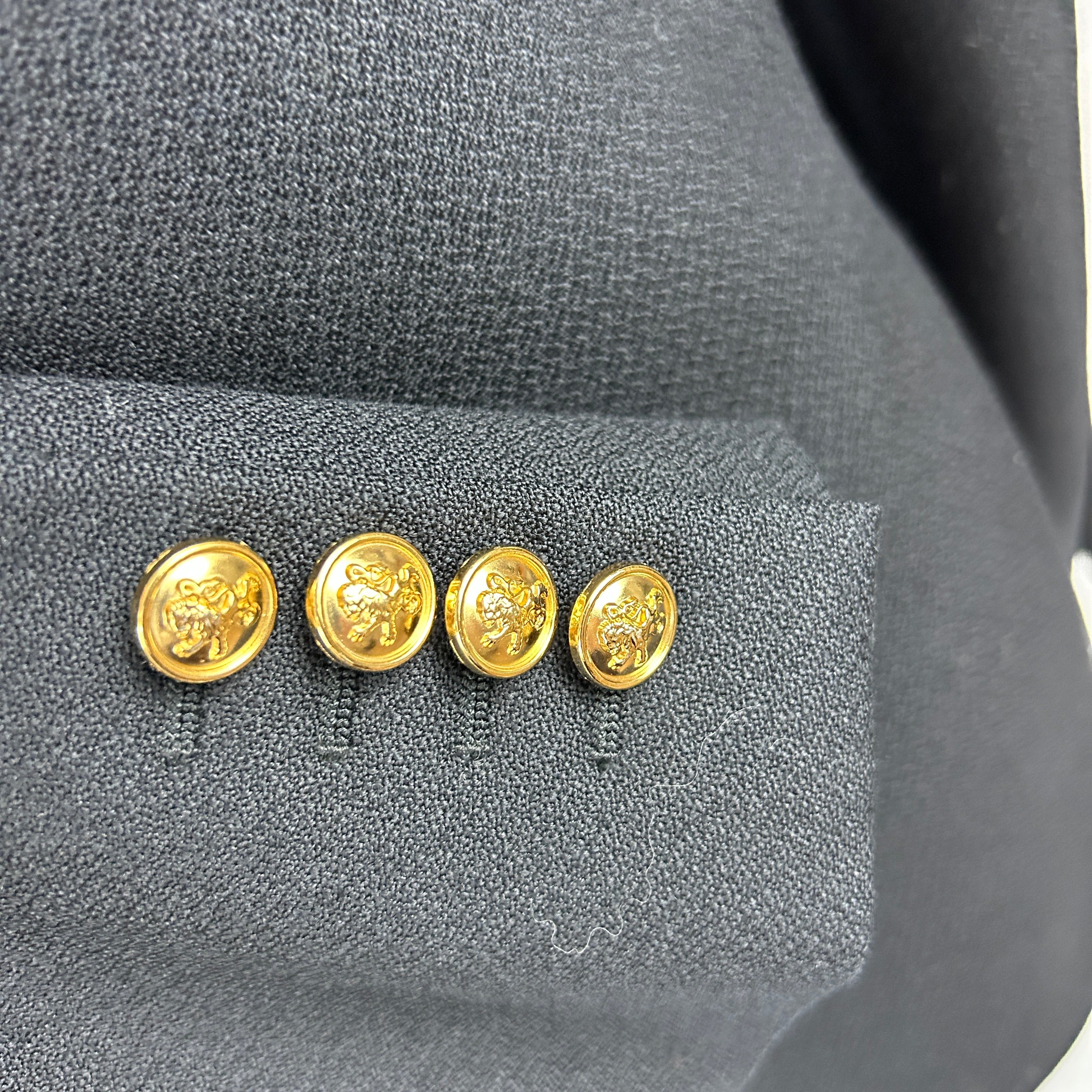 Saint Laurent New Black Wool Gold Button Blazer S