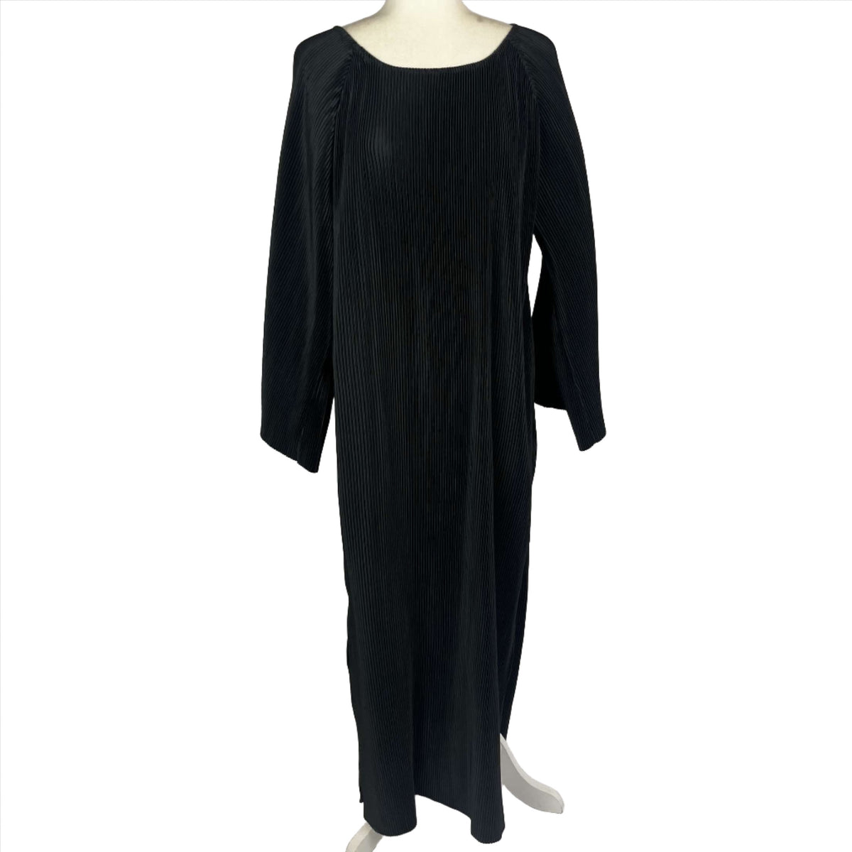 Malene Birger £400 Black Plisse Satin Maxi Dress M