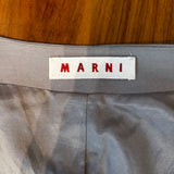 Marni Limestone Wool & Silk Coat with Fur Trim XS/S