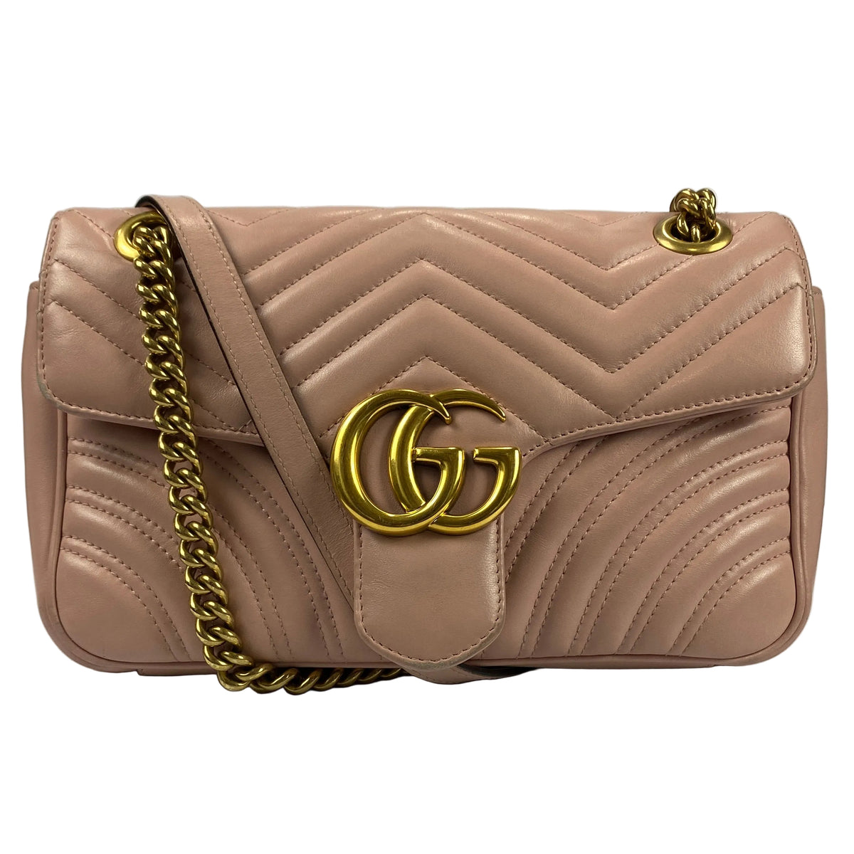 Gucci £2070 Pink Beige GG Marmont Medium Shoulderbag