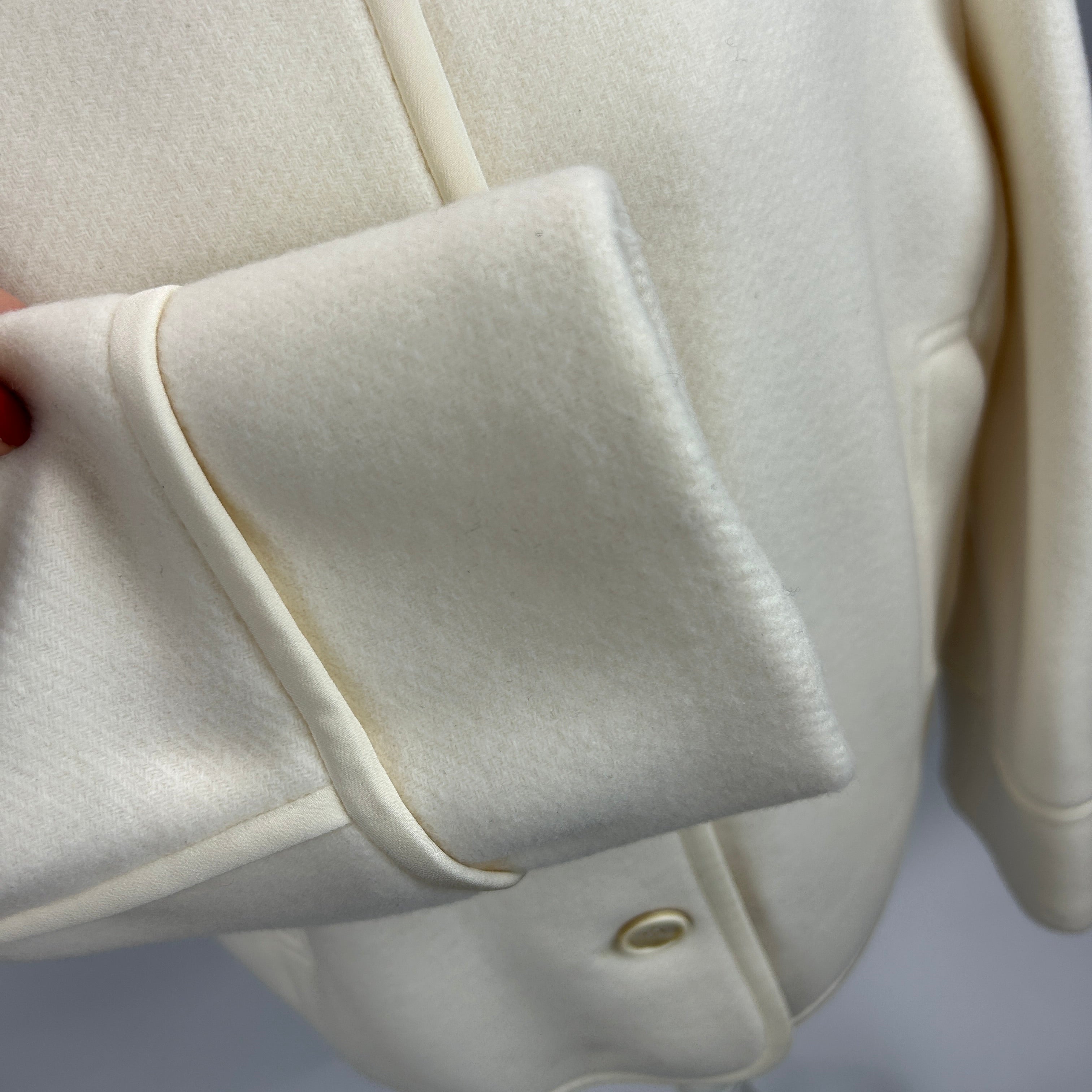 Chloe New £1510 Eden White Wool Mix Collarless Jacket L