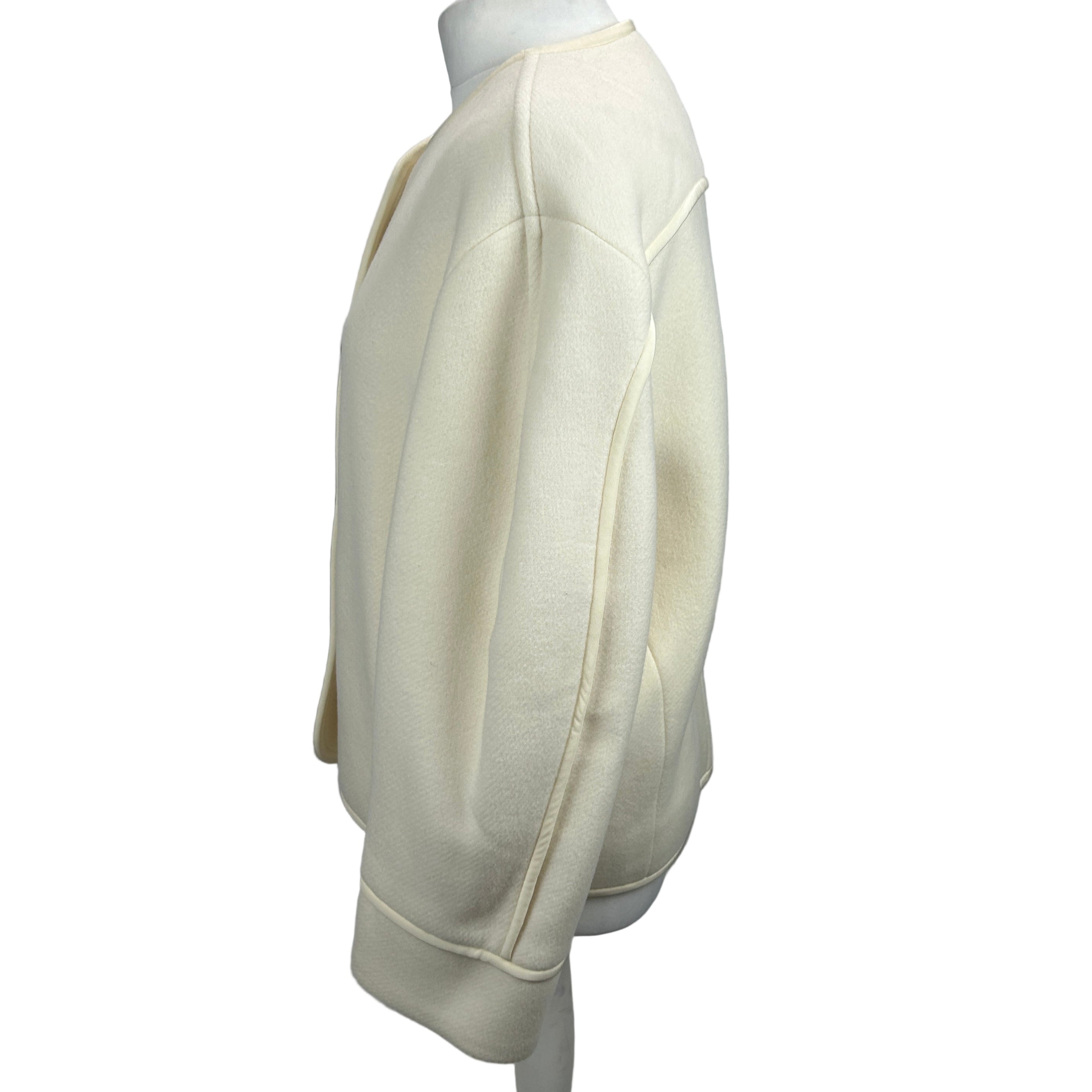 Chloe New £1510 Eden White Wool Mix Collarless Jacket L