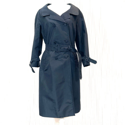 Prada Navy Silk Mix Lightweight Trench Coat M