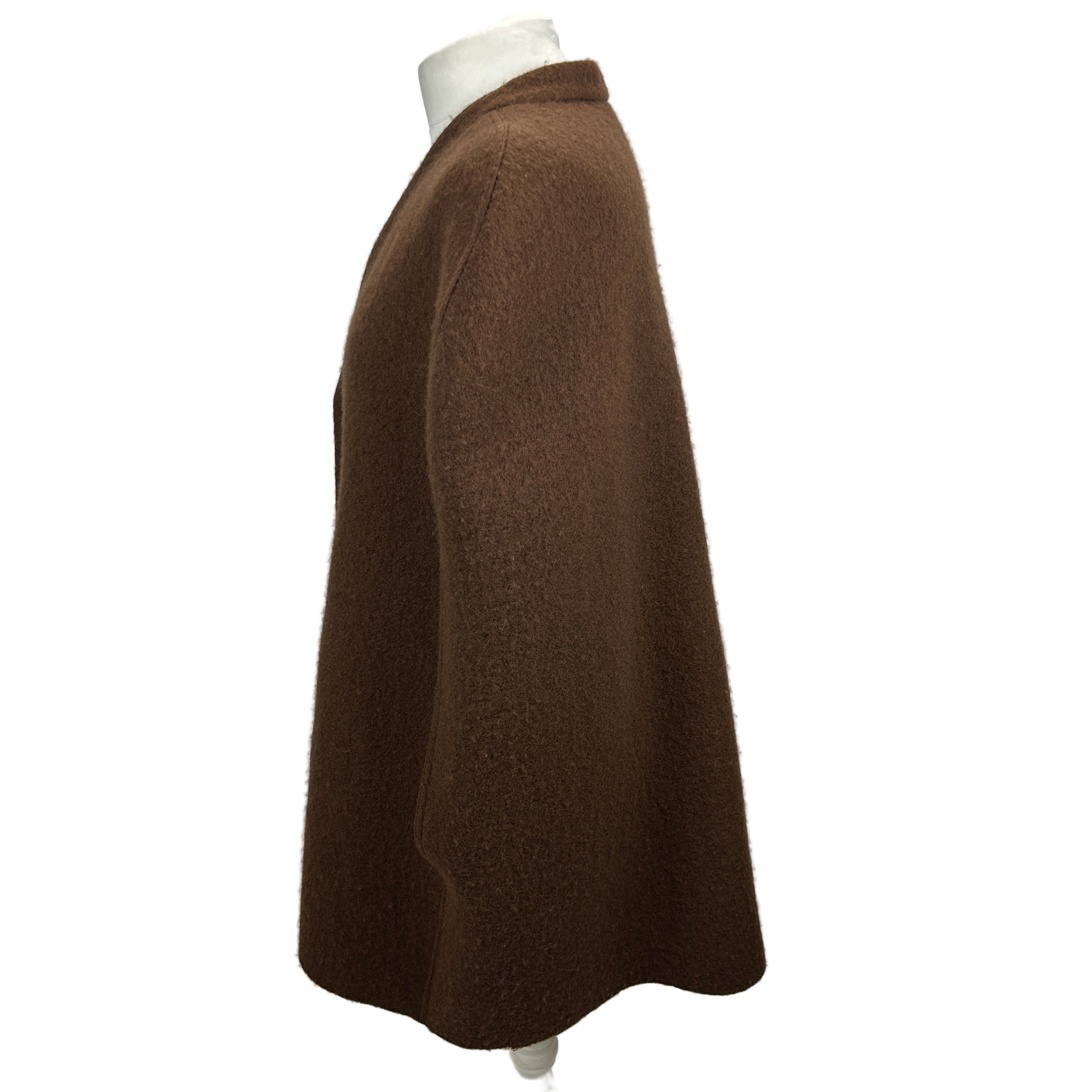 Rick Owens £1400 Brown Boucle Wool Zippered Cape M
