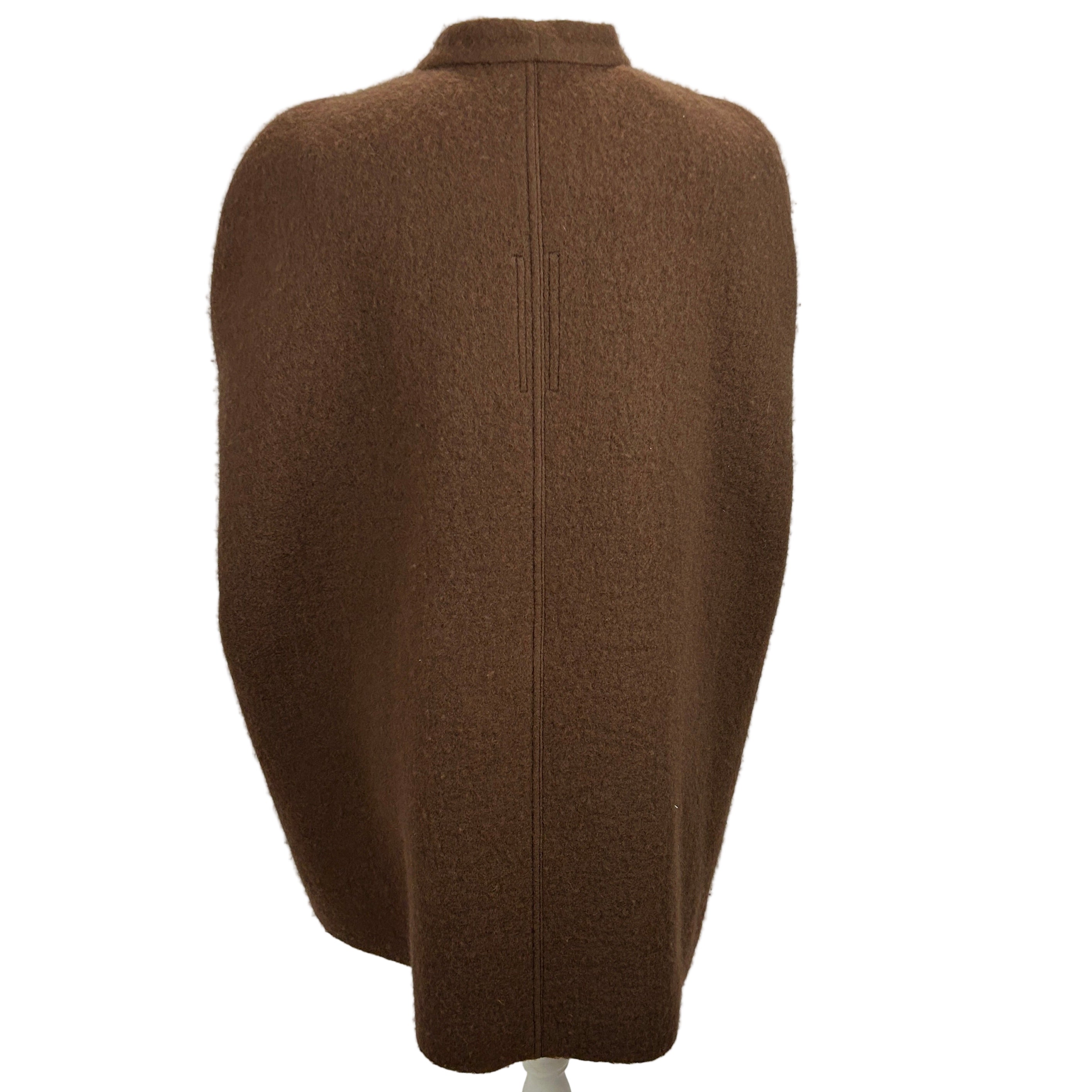 Rick Owens £1400 Brown Boucle Wool Zippered Cape M