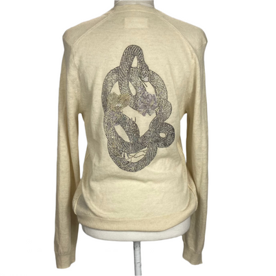 Zadig & Voltaire £400 Cream Cashmere Kali Snake Cardigan S