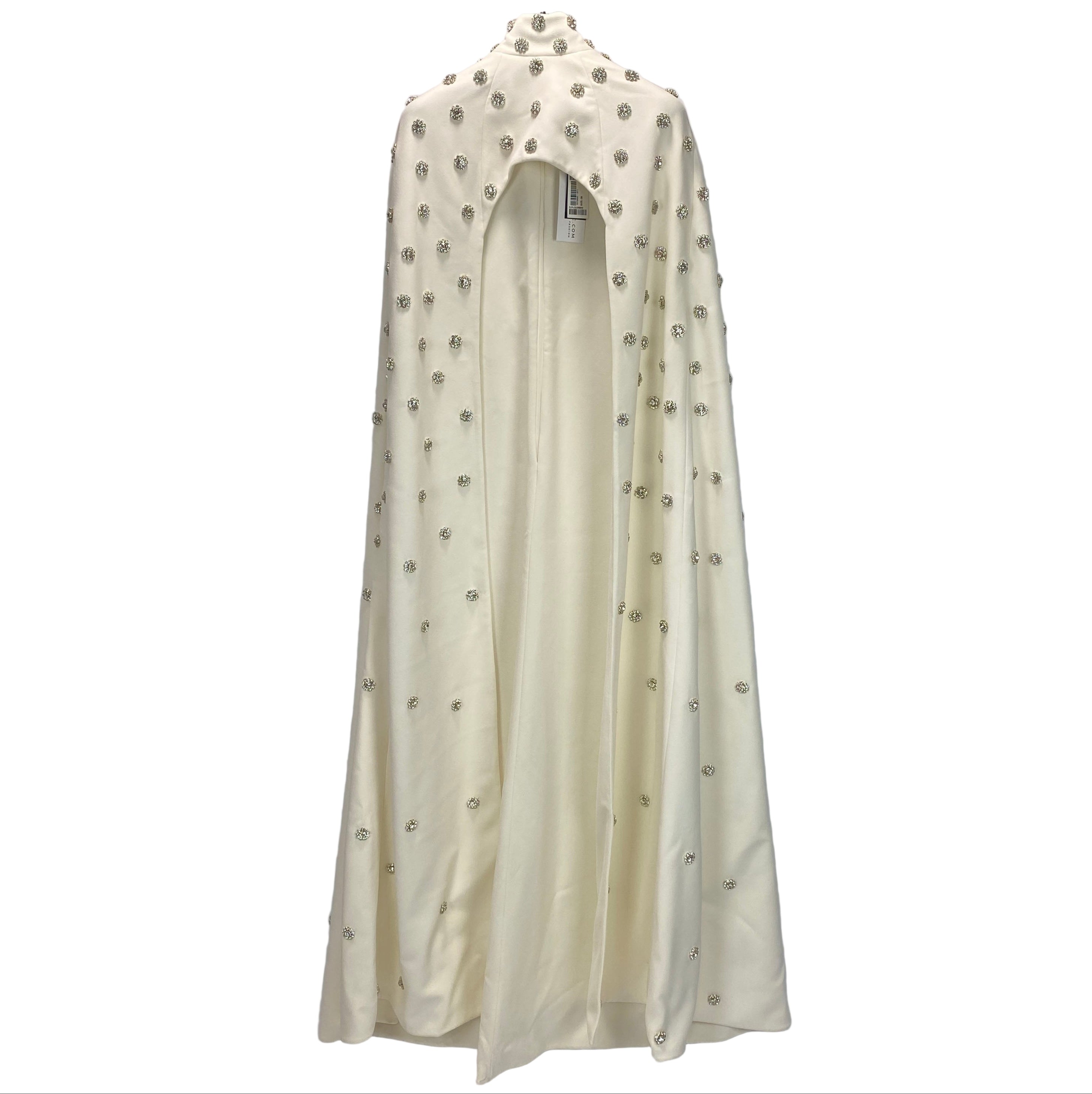 Safiyaa New £2995 Ivory Manore Crystal-Embellished Crepe Cape XS