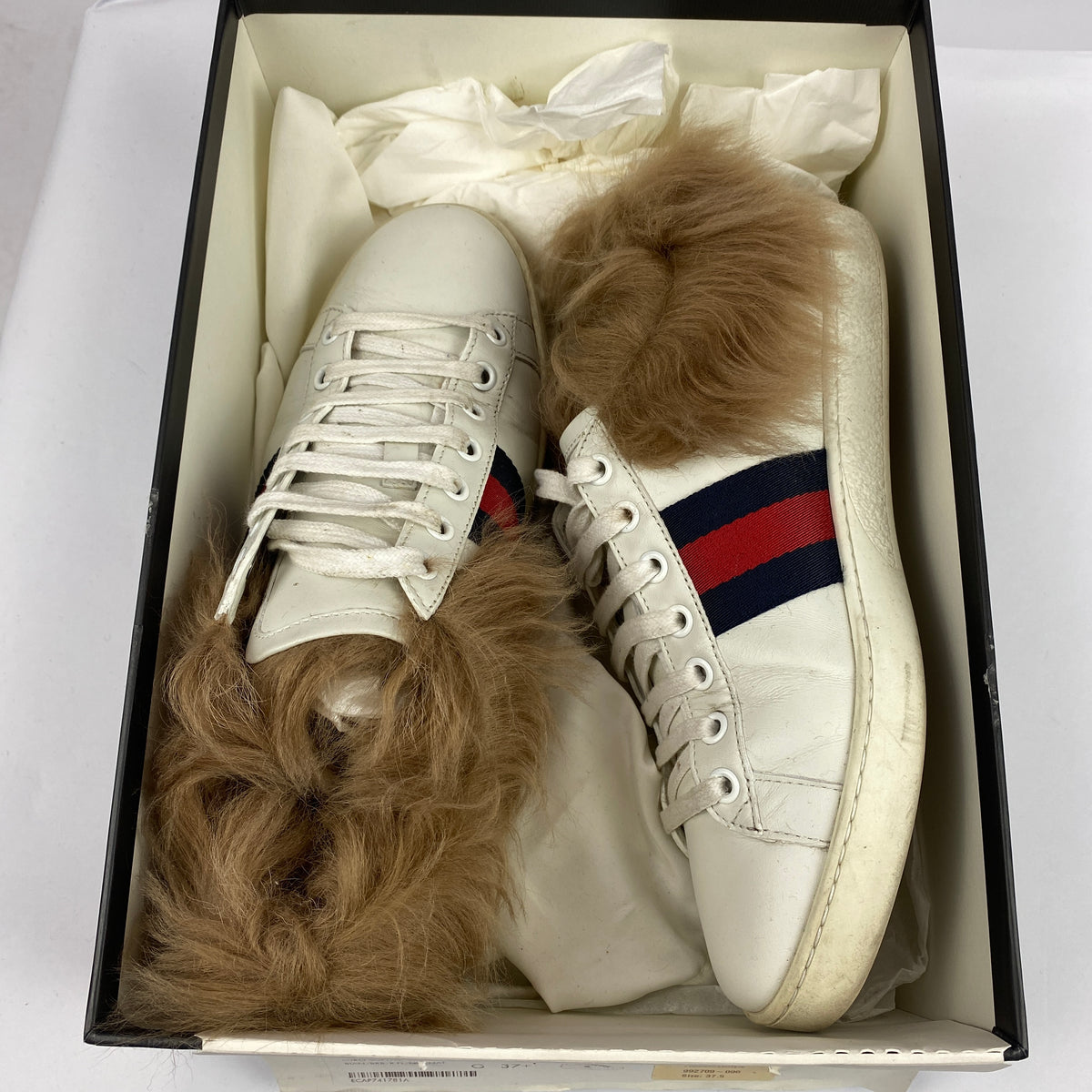 Gucci White Leather Ace Sheepskin Lined Trainers 37.5