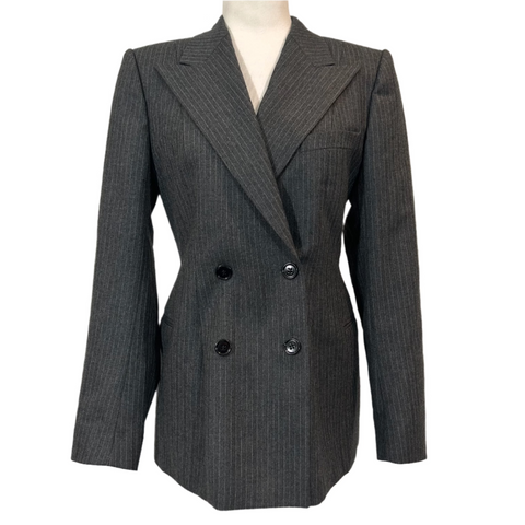 Dries Van Noten New Charcoal Pinstripe Wool Jacket S