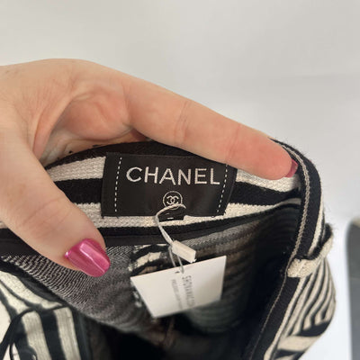 Chanel La Pausa 2019 Black & White Stripe Wide Leg Pants XS