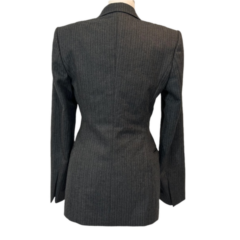 Dries Van Noten New Charcoal Pinstripe Wool Jacket S