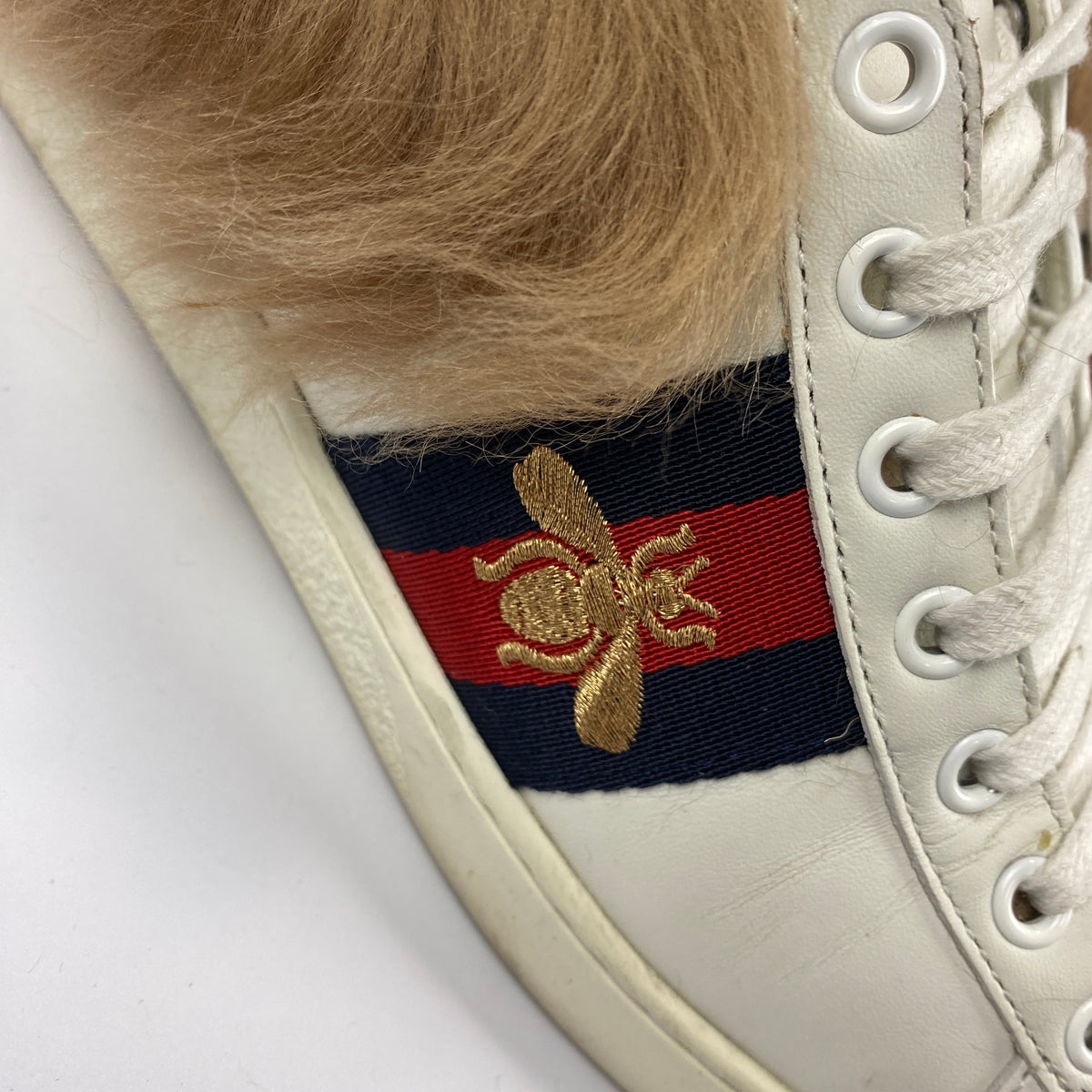 Gucci White Leather Ace Sheepskin Lined Trainers 37.5