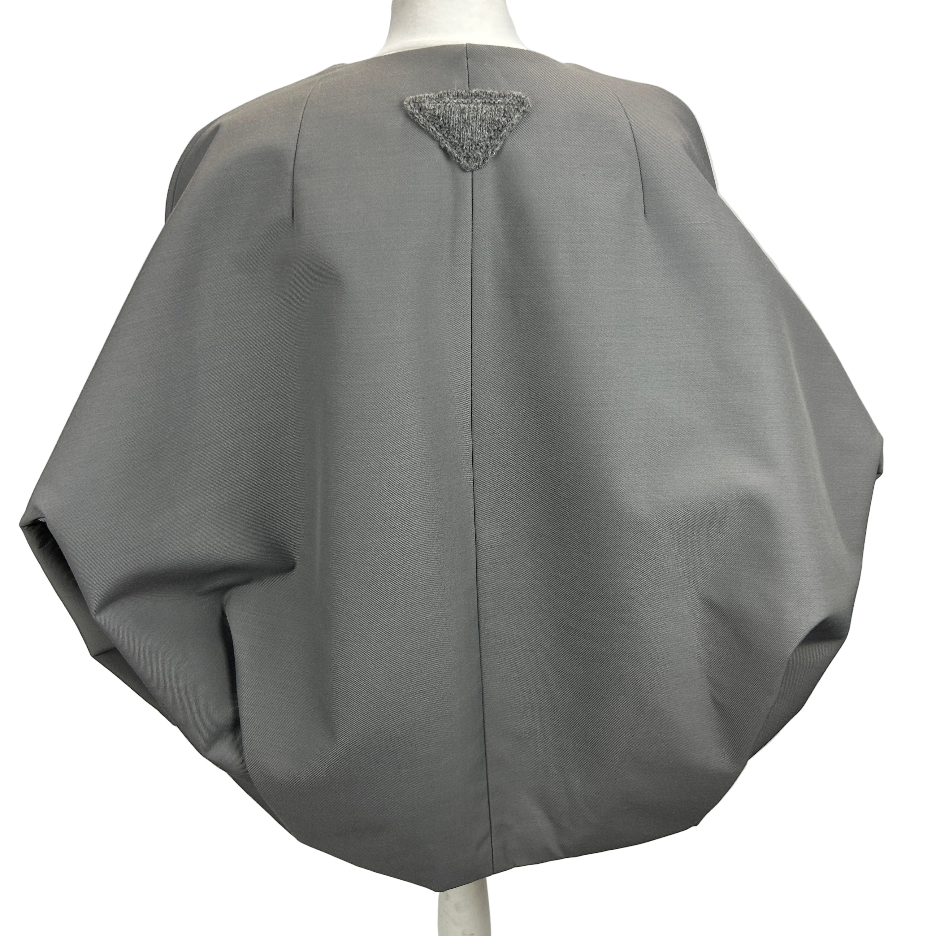 Prada £2400 Grey Gabardine Boxy Curve Jacket S/M/L