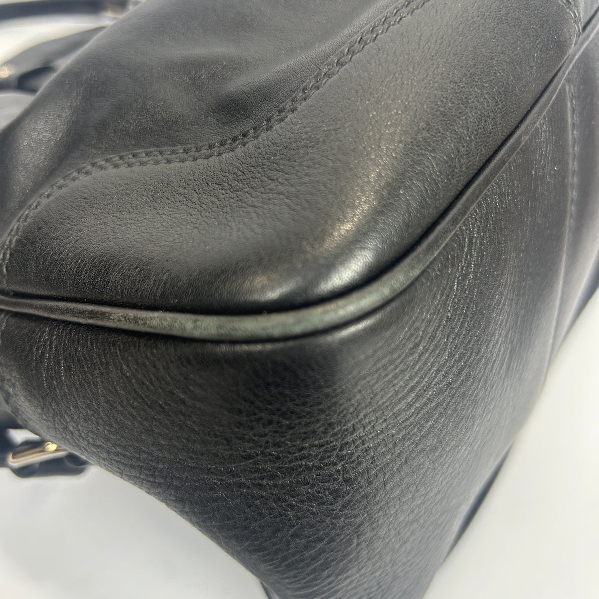 Prada Black Vitello Large Tote Satchel Bag