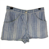 Chanel Stripe Denim Shades of Blue Shorts XS