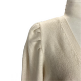 Paige Cream Cashmere Puff Shoulder Cardigan M