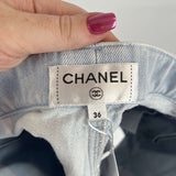 Chanel Stripe Denim Shades of Blue Shorts XS