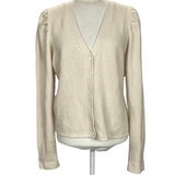 Paige Cream Cashmere Puff Shoulder Cardigan M