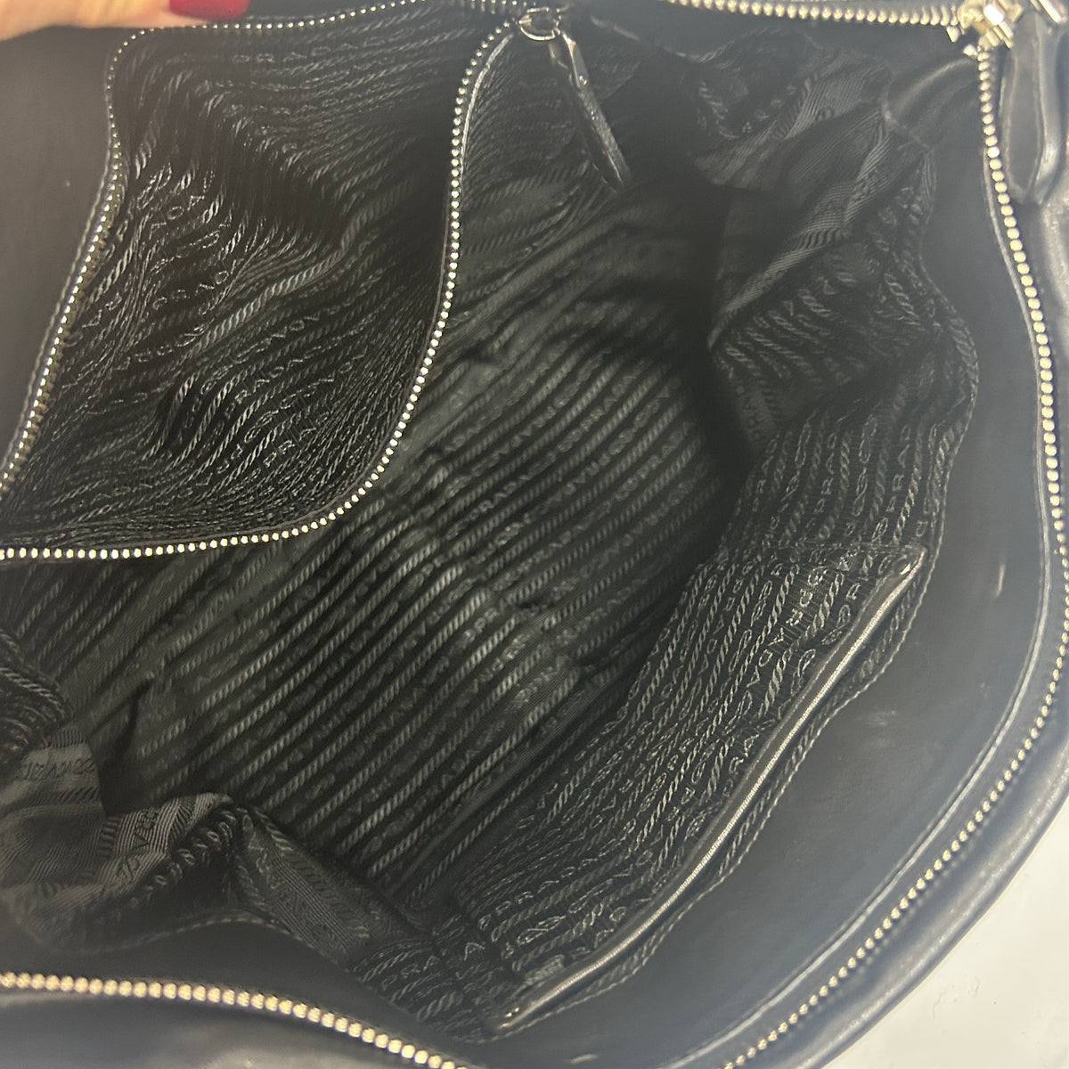 Prada Black Vitello Large Tote Satchel Bag