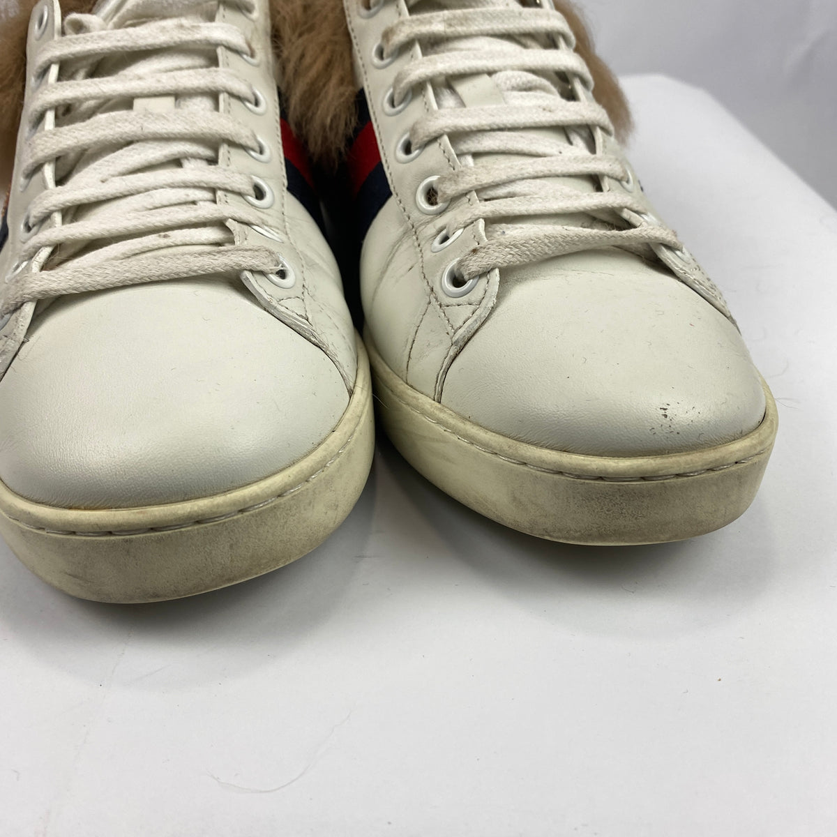 Gucci White Leather Ace Sheepskin Lined Trainers 37.5