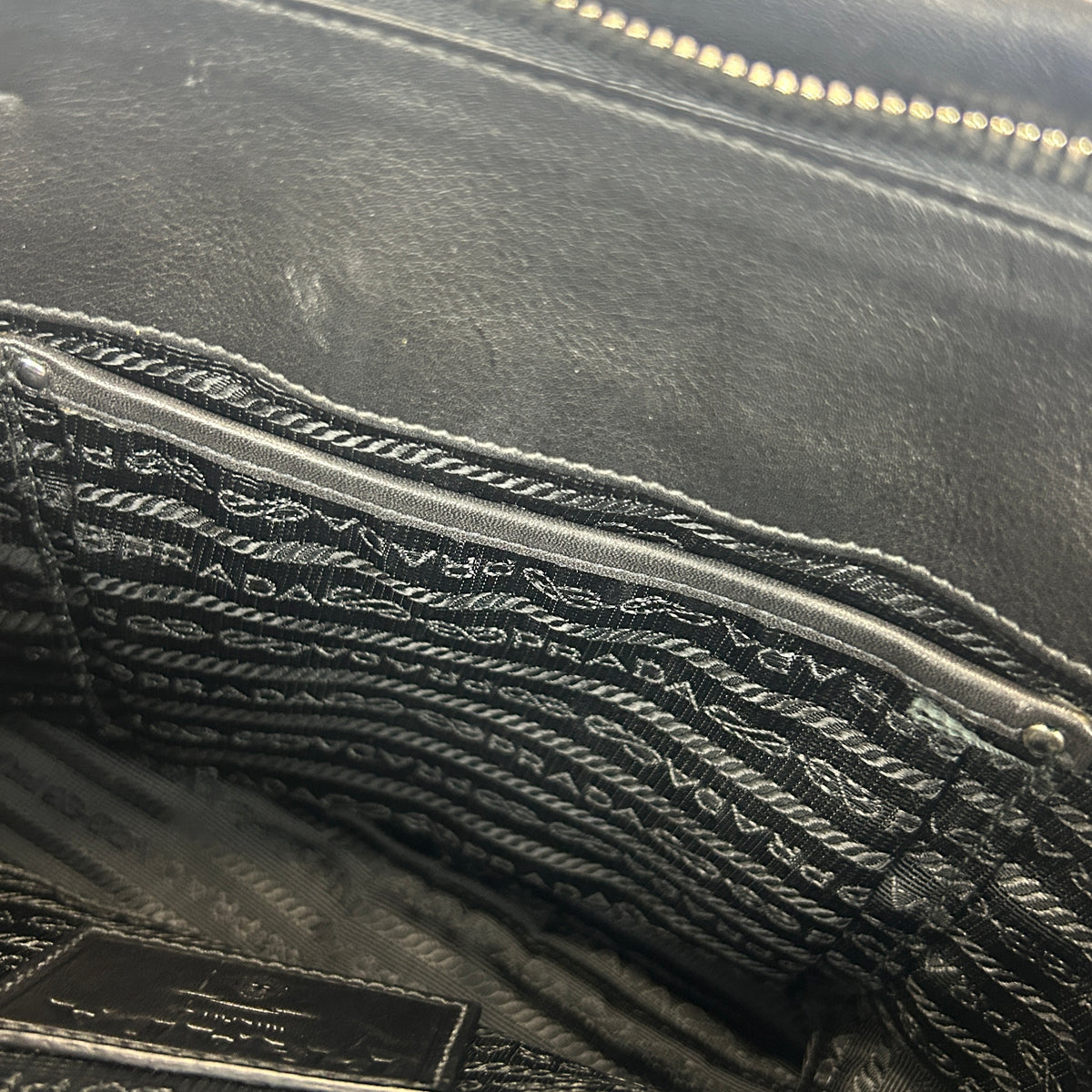Prada Black Vitello Large Tote Satchel Bag