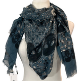 Zadig & Voltaire Blue & Black Kerry Garden Modal Scarf