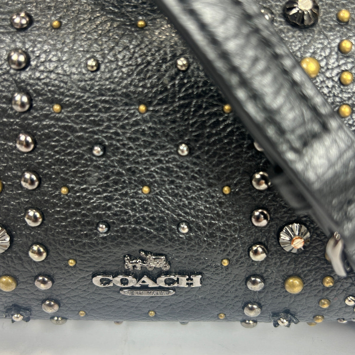 Coach £395 Black Mercer 30 Satchel with Bandana Rivets