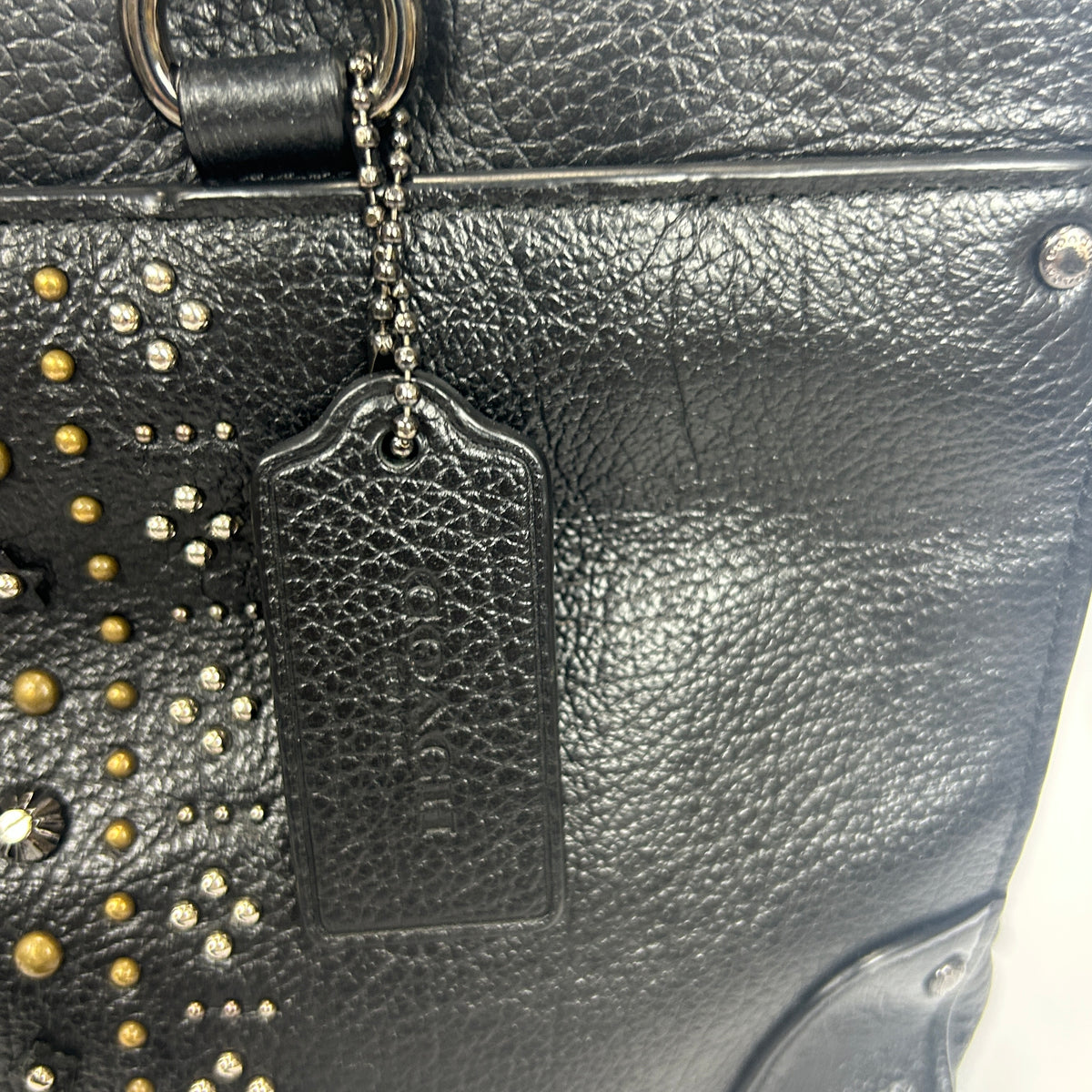 Coach £395 Black Mercer 30 Satchel with Bandana Rivets