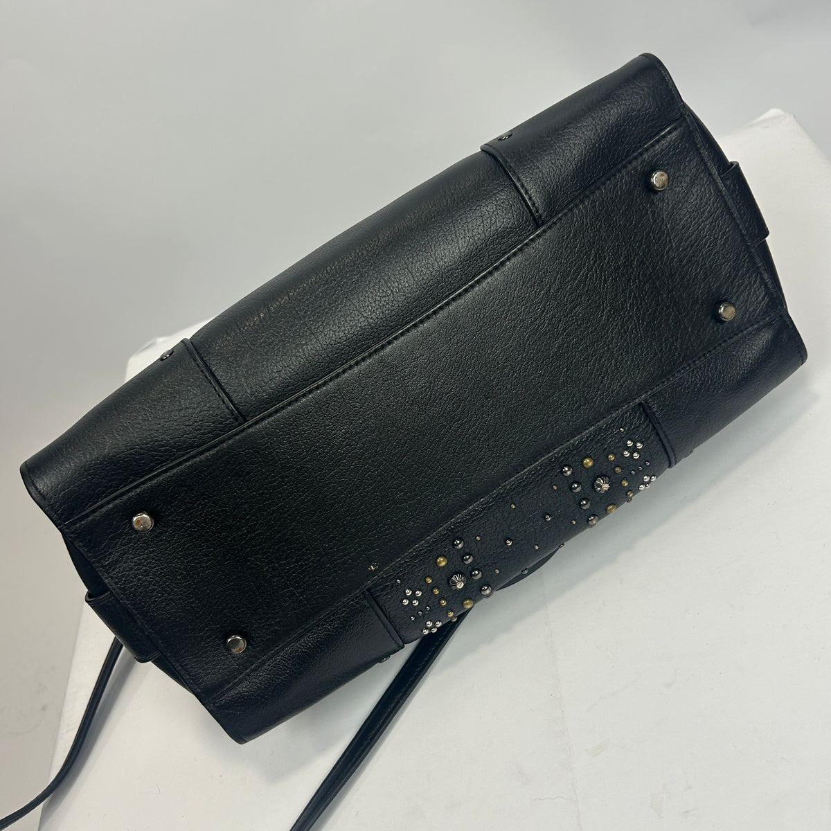 Coach £395 Black Mercer 30 Satchel with Bandana Rivets