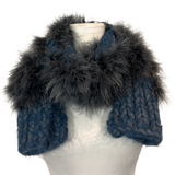 Dries Van Noten Blue & Grey Chunky Alpaca & Feather Scarf