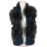 Dries Van Noten Blue & Grey Chunky Alpaca & Feather Scarf