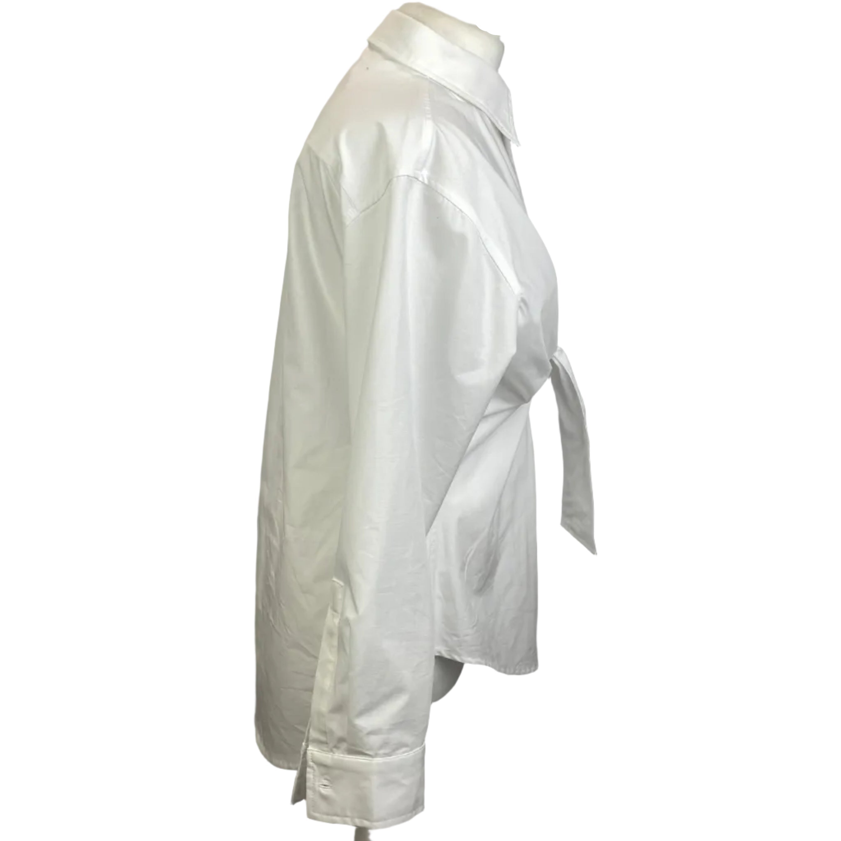 Wiggy Kit New £295 White Cotton Tie Front Shirt M
