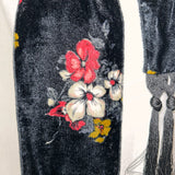 Forte Forte Black Floral Velvet Fringed Skinny Scarf