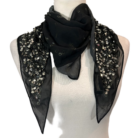 Isabel Marant Black Chiffon Embellished Bandana