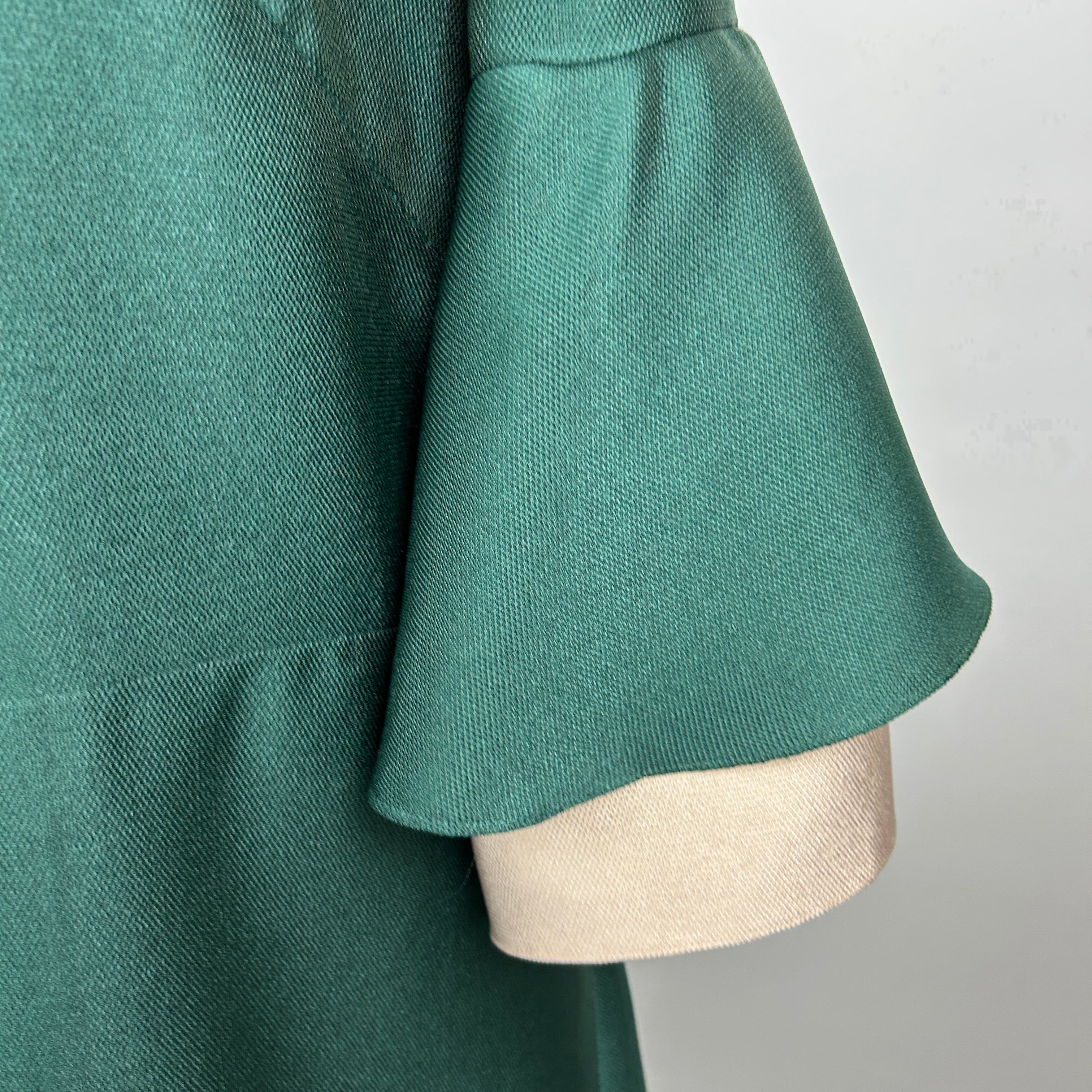 Reem Acra £2335 Emerald Ruffled Satin Pique Maxi Dress L/XL