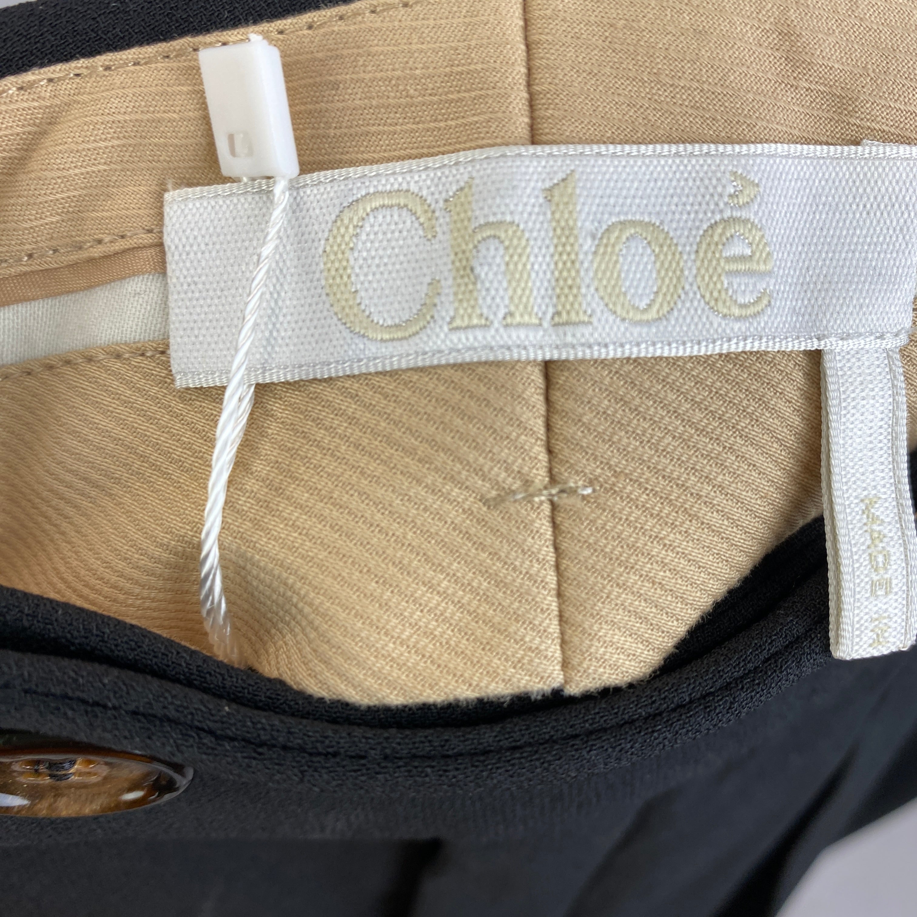 Chloe Black Fine Crepe Straight Leg Trousers XXS