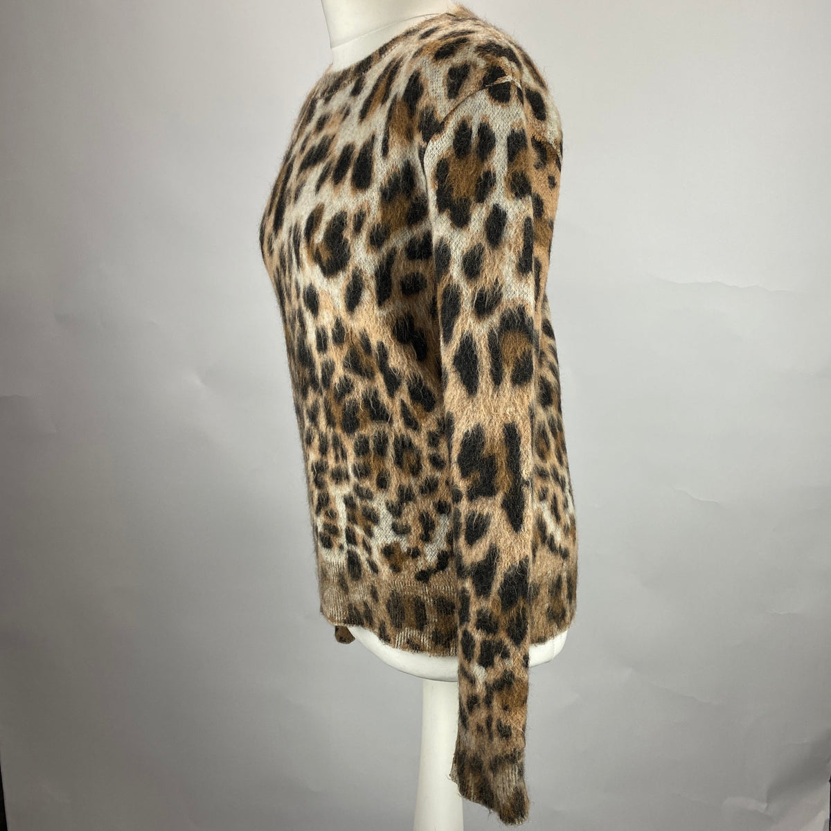 Saint Laurent Leopardprint Brushed Mohair/Wool Sweater S
