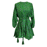 Rhode £320 Emerald Floral Cotton Belted Mini Dres_XS/S/M