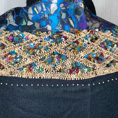 Dries Van Noten Black Embellished Wool & Silk Evening Shawl