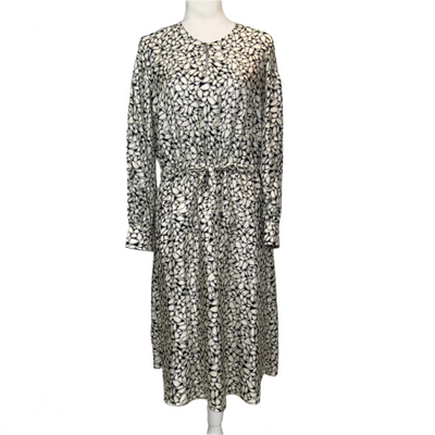 A.P.C. Brand New Black & Ivory Print Silk Shirtwaister Dress S