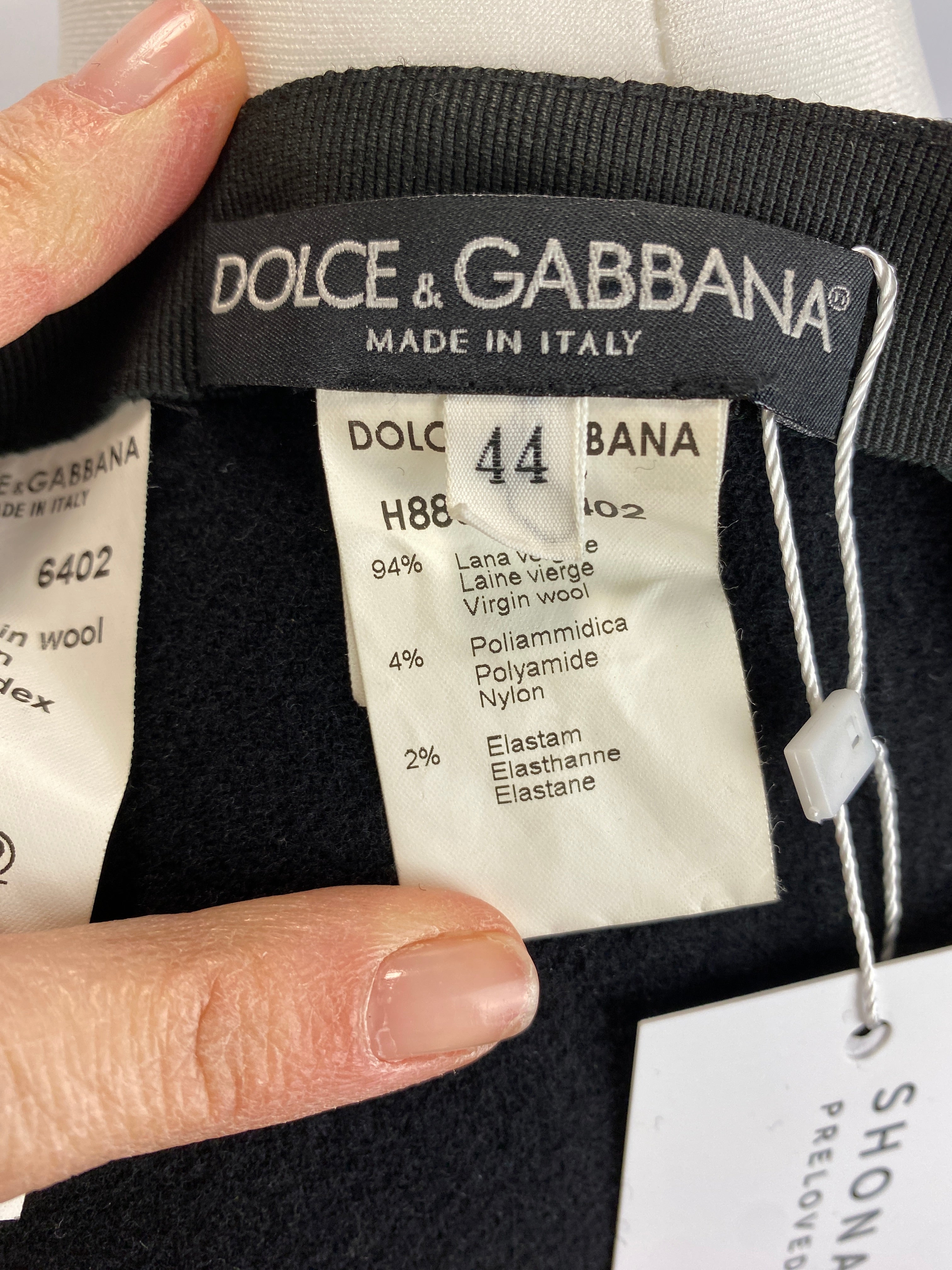 Dolce & Gabbana Black Stretch Wool Crepe Pencil Skirt M