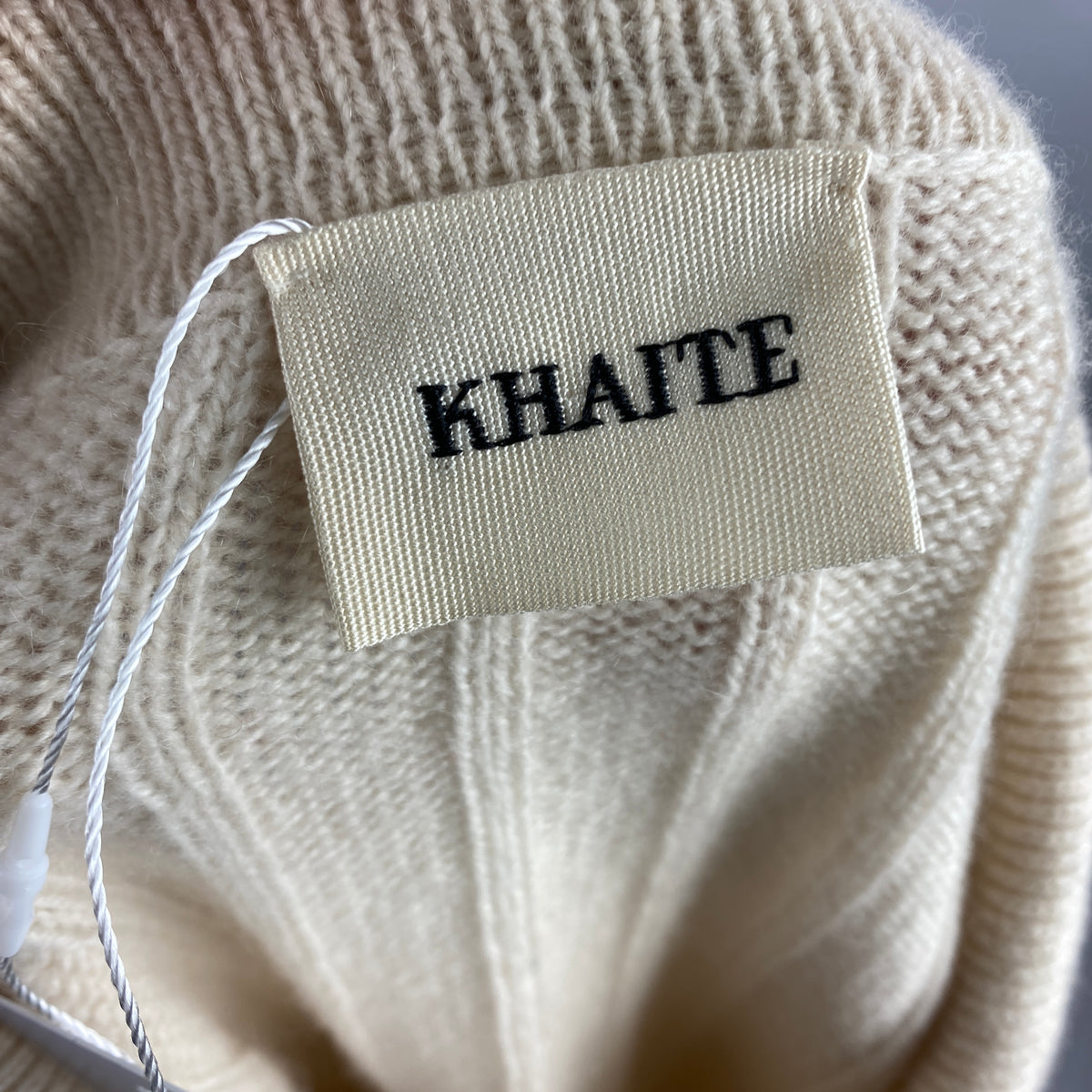 Khaite £810 Cream Cashmere Rib Collared Hans Sweater XS-M