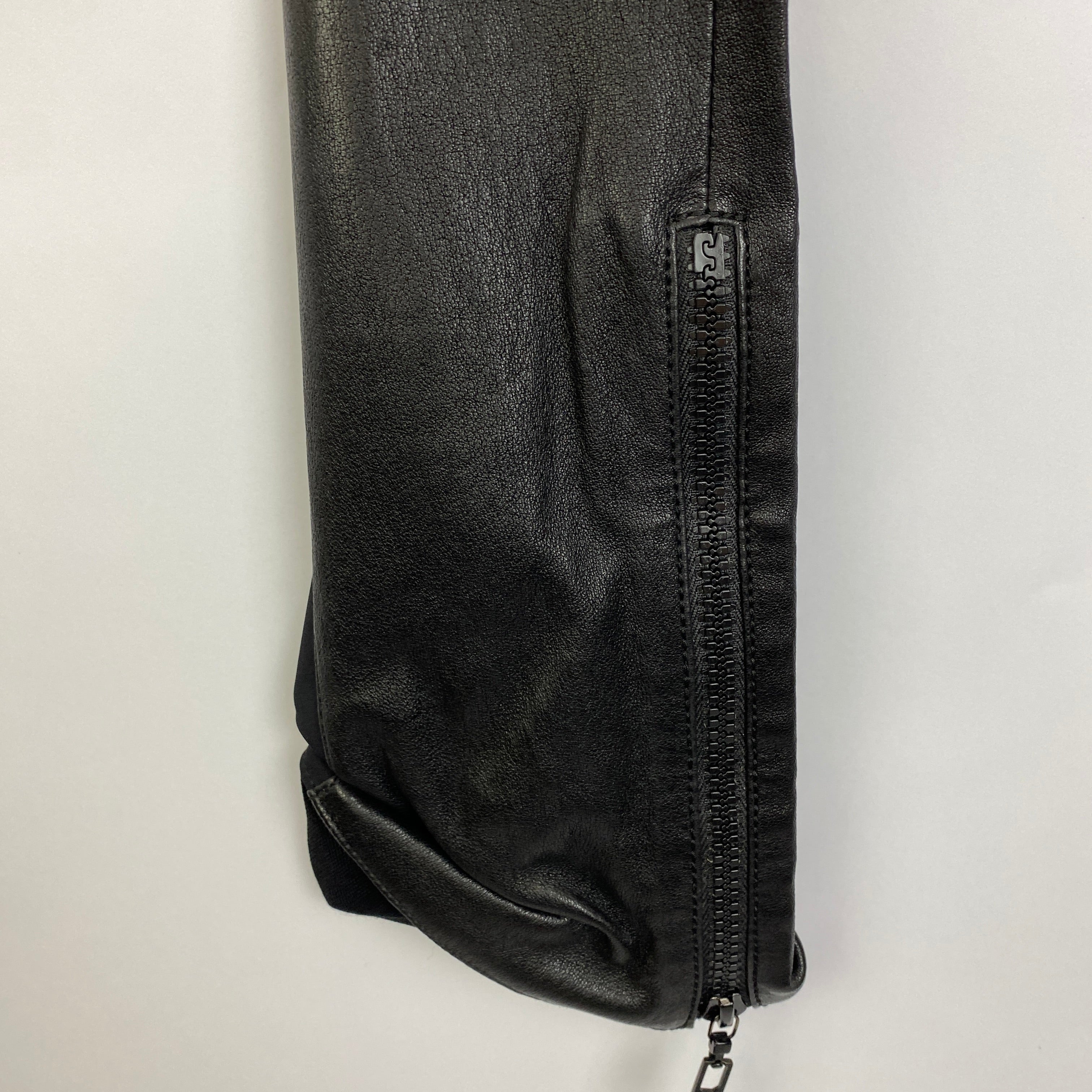 Louis Vuitton Black Faux Leather Panelled Ankle Zip Leggings XS