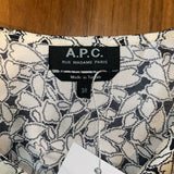 A.P.C. Brand New Black & Ivory Print Silk Shirtwaister Dress S