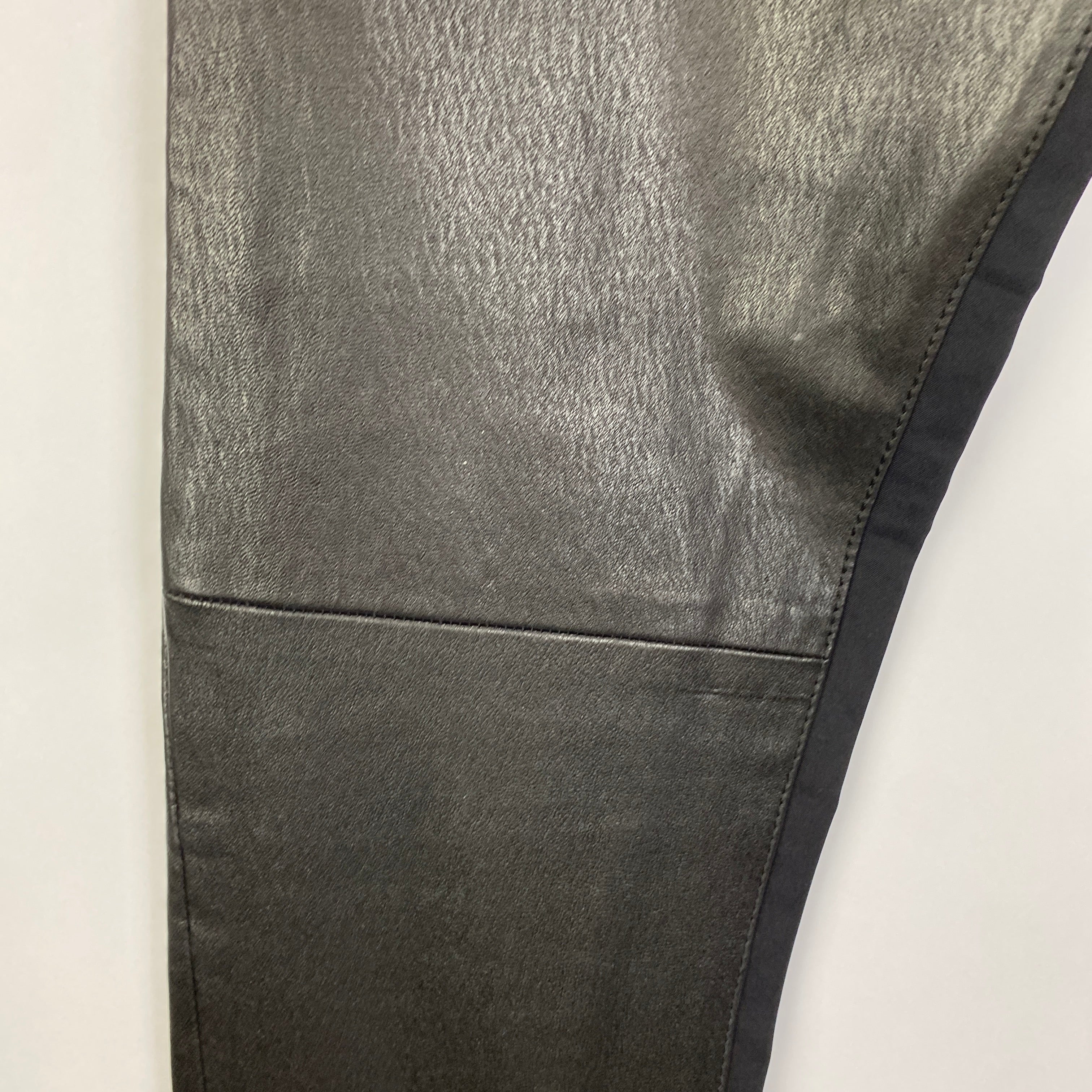 Louis Vuitton Black Faux Leather Panelled Ankle Zip Leggings XS