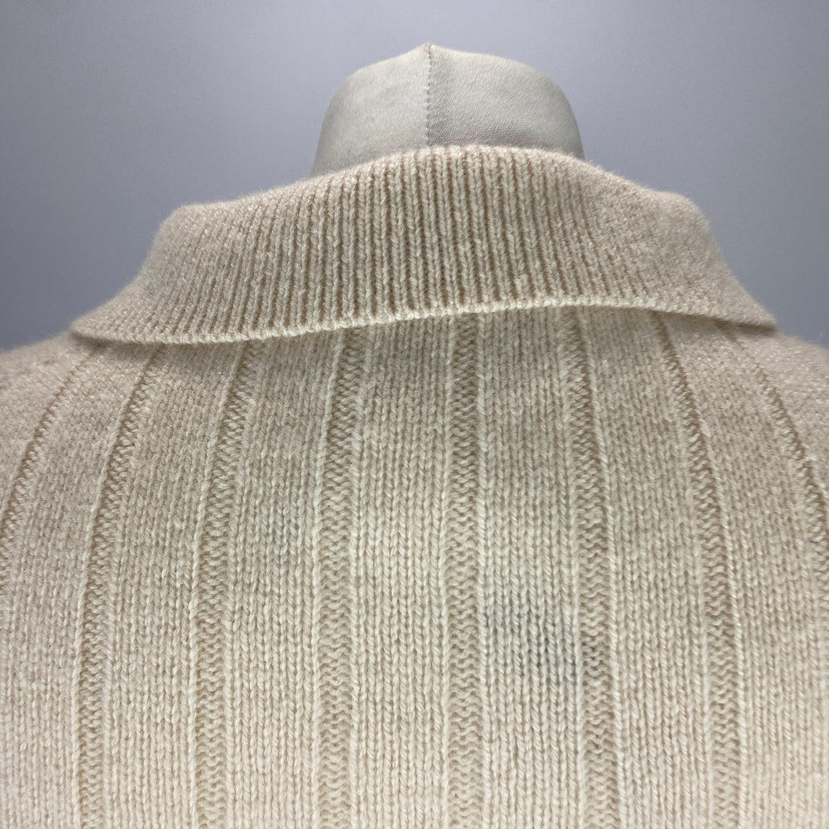 Khaite £810 Cream Cashmere Rib Collared Hans Sweater XS-M