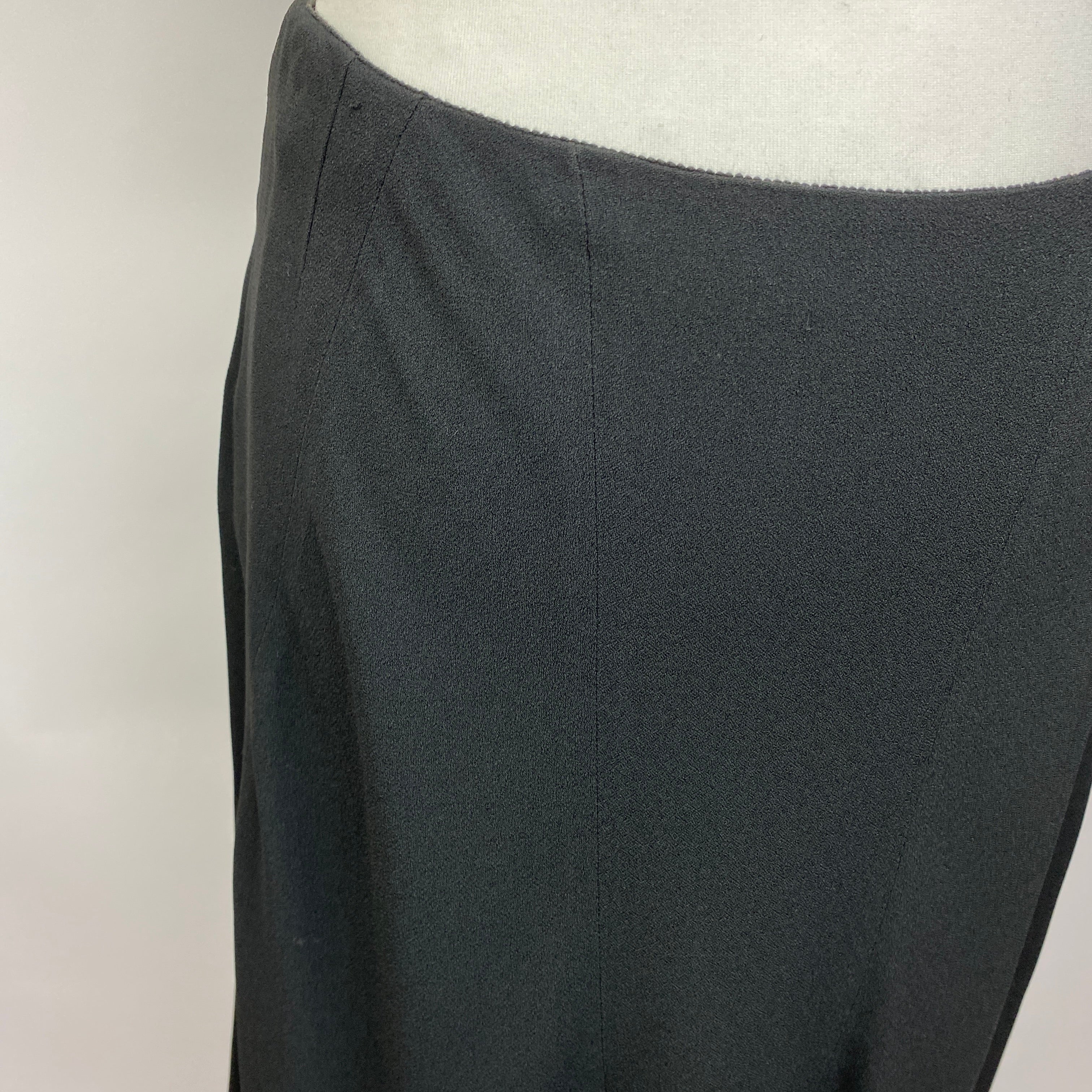 Prada Black Crepe Flare Midi Skirt S
