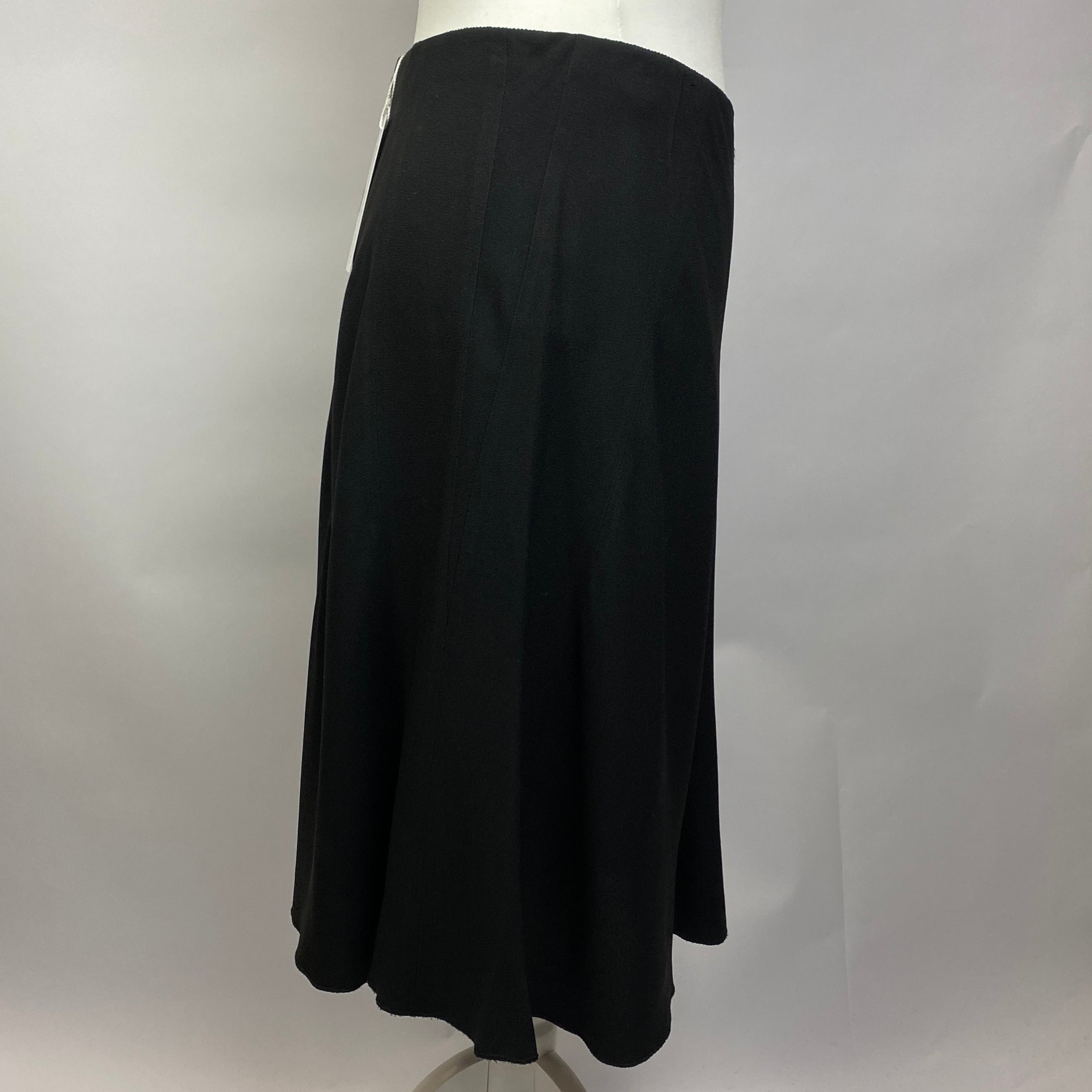 Prada Black Crepe Flare Midi Skirt S