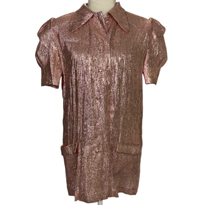 The Vampires Wife Rose Gold Puff Sleeve Blouse XS